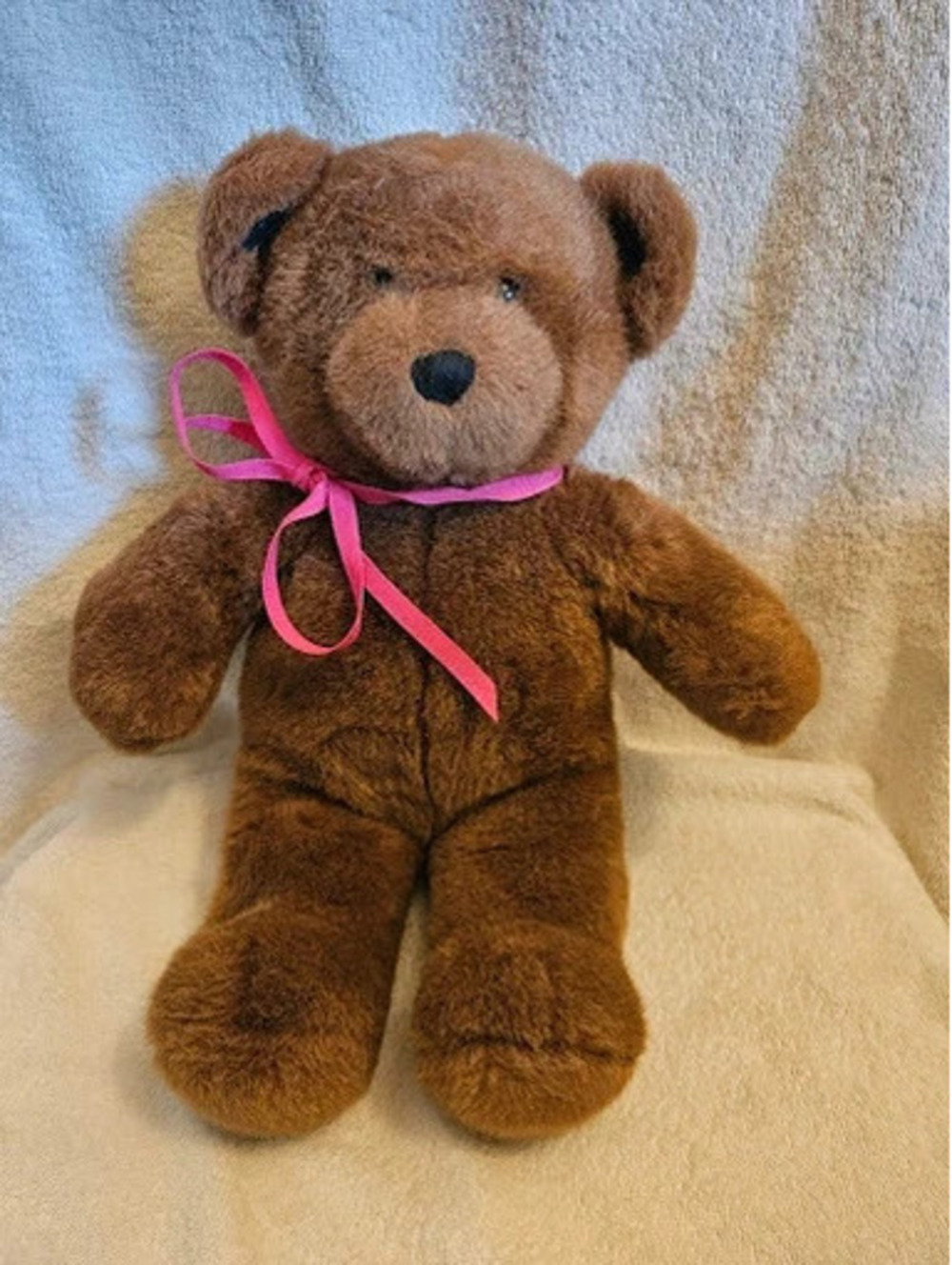 Vtg Build-A-Bear Workshop Classic Dark Brown Teddy Bear Plush Ribbon 14"x11"
